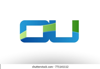 Design of alphabet letter logo combination ou o u with blue green color suitable as a logo for a company or business