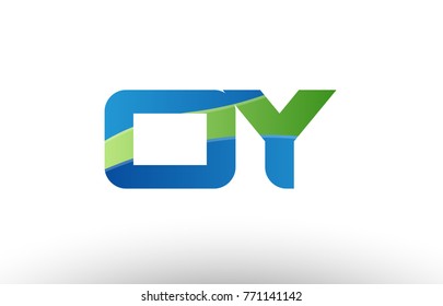 Design of alphabet letter logo combination oy o y with blue green color suitable as a logo for a company or business