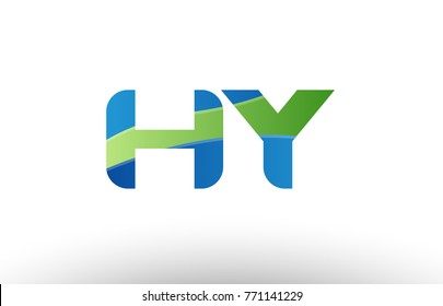 Design of alphabet letter logo combination hy h y with blue green color suitable as a logo for a company or business