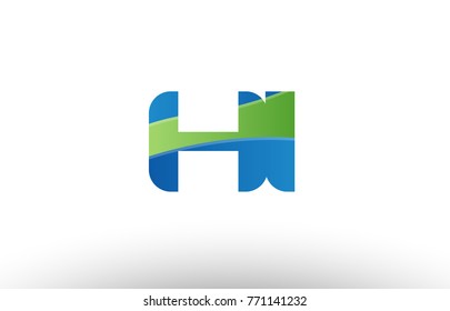 Design of alphabet letter logo combination hi h i with blue green color suitable as a logo for a company or business