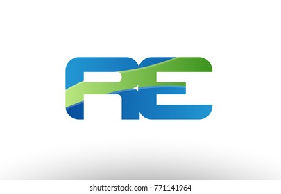 Design of alphabet letter logo combination re r e with blue green color suitable as a logo for a company or business