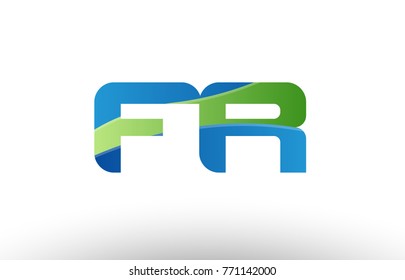 Design of alphabet letter logo combination fr f r with blue green color suitable as a logo for a company or business