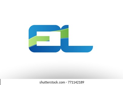 Design of alphabet letter logo combination el e l with blue green color suitable as a logo for a company or business