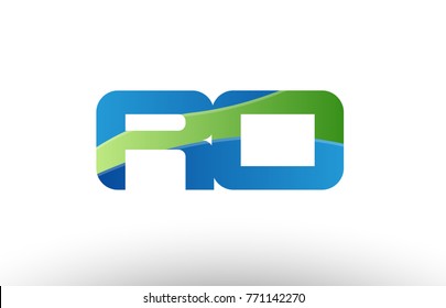 Design of alphabet letter logo combination ro r o with blue green color suitable as a logo for a company or business