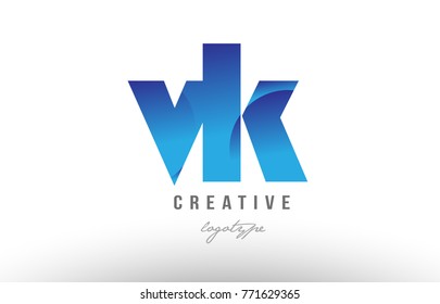 Design of alphabet letter logo combination vk v k with blue gradient color for a company or business