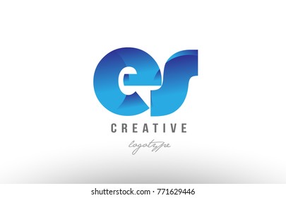 Design of alphabet letter logo combination es e s with blue gradient color for a company or business