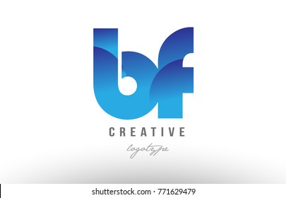 Design of alphabet letter logo combination bf b f with blue gradient color for a company or business