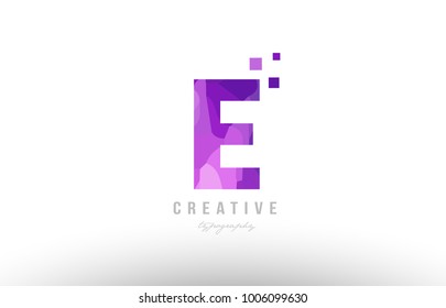 Design of alphabet letter logo e with pink color and squares suitable as an icon for a company or business