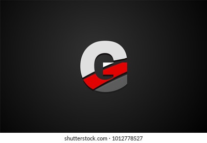 Design of alphabet letter logo g with red white and black color icon for a company or business