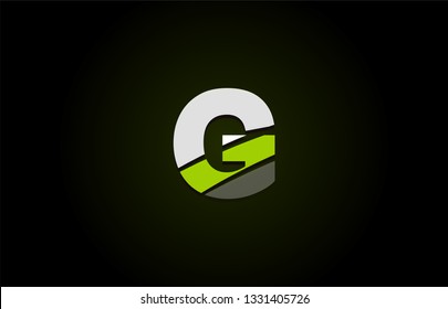 Design of alphabet letter logo g with green white and black color icon for a company or business