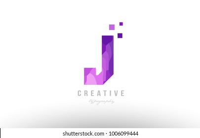 Design of alphabet letter logo j with pink color and squares suitable as an icon for a company or business