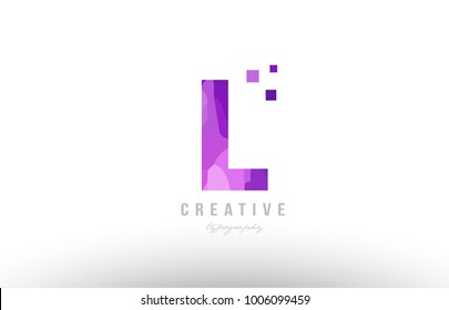 Design of alphabet letter logo l with pink color and squares suitable as an icon for a company or business