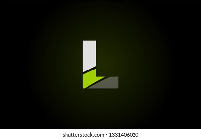 Design of alphabet letter logo l with green white and black color icon for a company or business