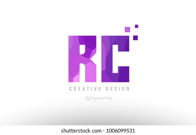 Design of alphabet letter logo rc r c with pink color and squares suitable as an icon for a company or business