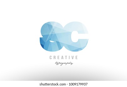 Design of alphabet letter logo sc s c combination with blue color and polygonal pattern suitable as an icon for a company or business