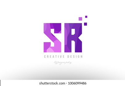 Design of alphabet letter logo sr s r with pink color and squares suitable as an icon for a company or business