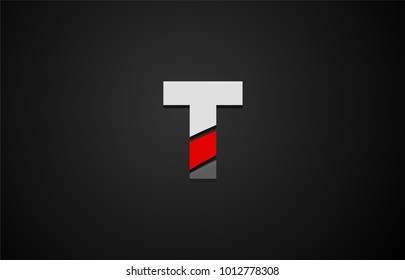 Design of alphabet letter logo t with red white and black color icon for a company or business