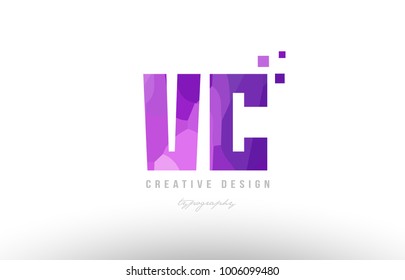 Design of alphabet letter logo vc v c with pink color and squares suitable as an icon for a company or business