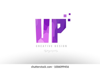Design of alphabet letter logo vp v p with pink color and squares suitable as an icon for a company or business