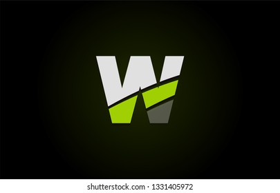 Design of alphabet letter logo w with green white and black color icon for a company or business