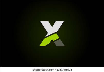 Design of alphabet letter logo x with green white and black color icon for a company or business