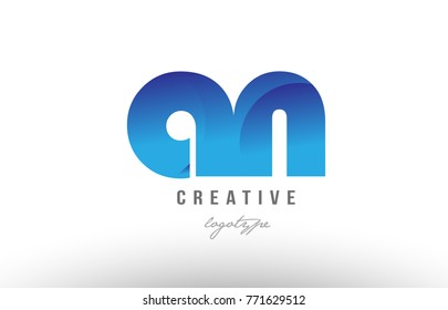Design of alphabet letter an a n with blue gradient color suitable as a logo for a company or business