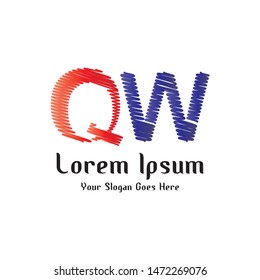 Design of alphabet letter QW with wavy lines stripe as a logo for a company or business