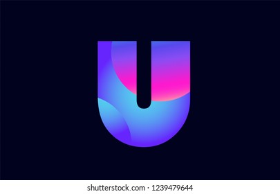 Design of alphabet letter u pink blue gradient color suitable as a logo for a company or business