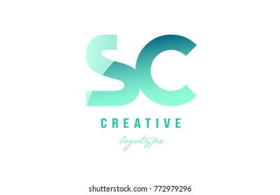 Design of alphabet modern letter logo combination sc s c with green pastel gradient color for a company or business