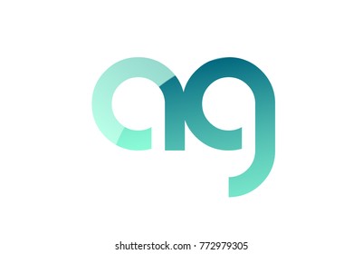 Design of alphabet modern letter logo combination ag a g with green pastel gradient color for a company or business