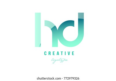 Design of alphabet modern letter logo combination hd h d with green pastel gradient color for a company or business