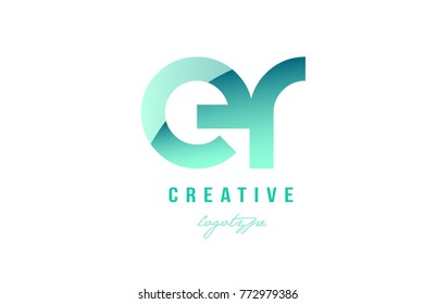 Design of alphabet modern letter logo combination er e r with green pastel gradient color for a company or business