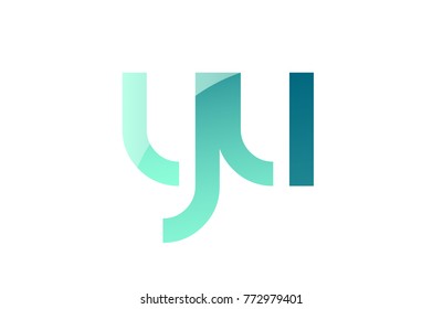 Design of alphabet modern letter logo combination yu with green pastel gradient color for a company or business