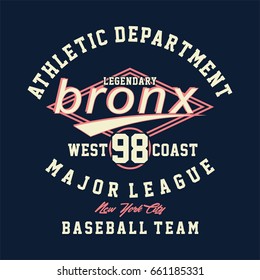 Design alphabet and numbers athletic department legendary bronx for t-shirts