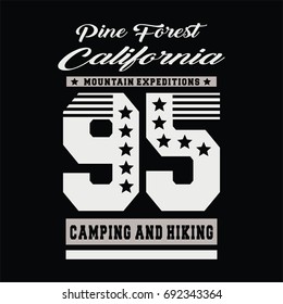Design alphabet and numbers CALIFORNIA for t-shirts