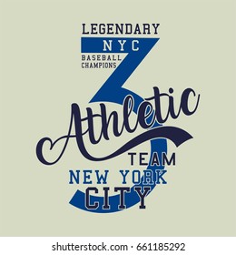 Design alphabet and numbers legendary baseball champions athletic for t-shirts