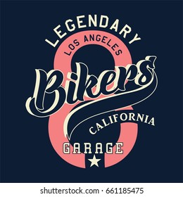 Design alphabet and numbers legendary los angeles bikers california for t-shirts