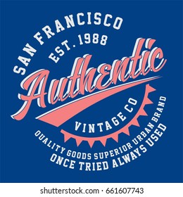 Design alphabet and numbers SAN FRANCISCO AUTHENTIC VINTAGE for t-shirts