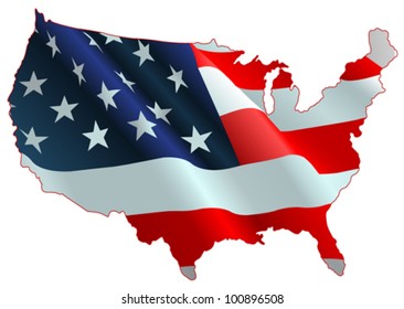 An Design Of American Flag Map