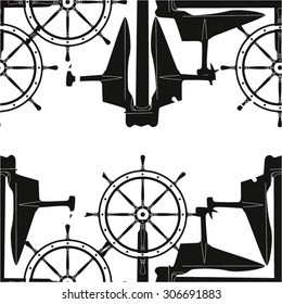  design, anchor, steering wheel, seamless vector background.