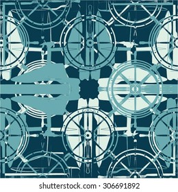  design, anchor, steering wheel, seamless vector background.