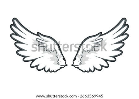 The design of the angel's wings is elegant., white color with dark white lines... can be used as needed