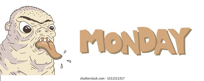 Design of angry expression and monday message