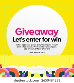 Design Announcement of Giveaway Prize Winners. Social media background with creative geometric art. Vector Illustration