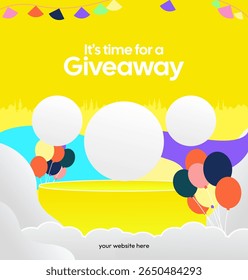 Design Announcement of Giveaway Prize Winners. Social media background with creative geometric art. Vector Illustration