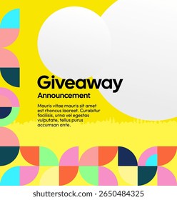Design Announcement of Giveaway Prize Winners. Social media background with creative geometric art. Vector Illustration