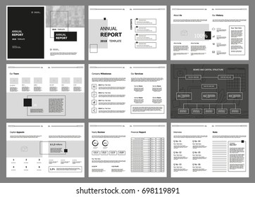 Design annual report, cover, vector template brochures, flyers, presentations, leaflet, magazine a4 size. Minimalistic abstract black templates - stock vector