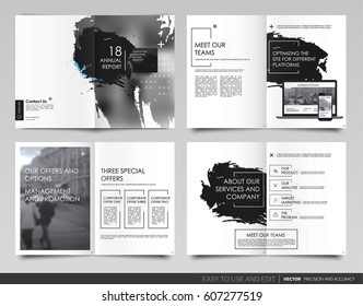 Design annual report,vector template brochures, flyers, presentations, leaflet, magazine a4 size. Abstract background with a watercolor brush effect. - stock vector