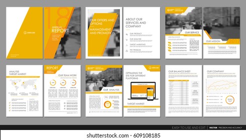 Design annual report,vector template brochures, flyers, presentations, leaflet, magazine a4 size. Orange geometric elements on a white background. - stock vector