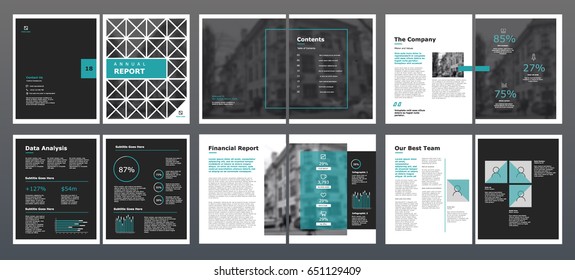 Design annual report,vector template brochures, flyers, presentations, leaflet, magazine a4 size. Grey and blue geometric elements on a white background. - stock vector